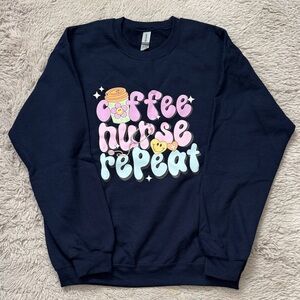 Gildan Navy Blue Coffee Graphic Women's Sweater